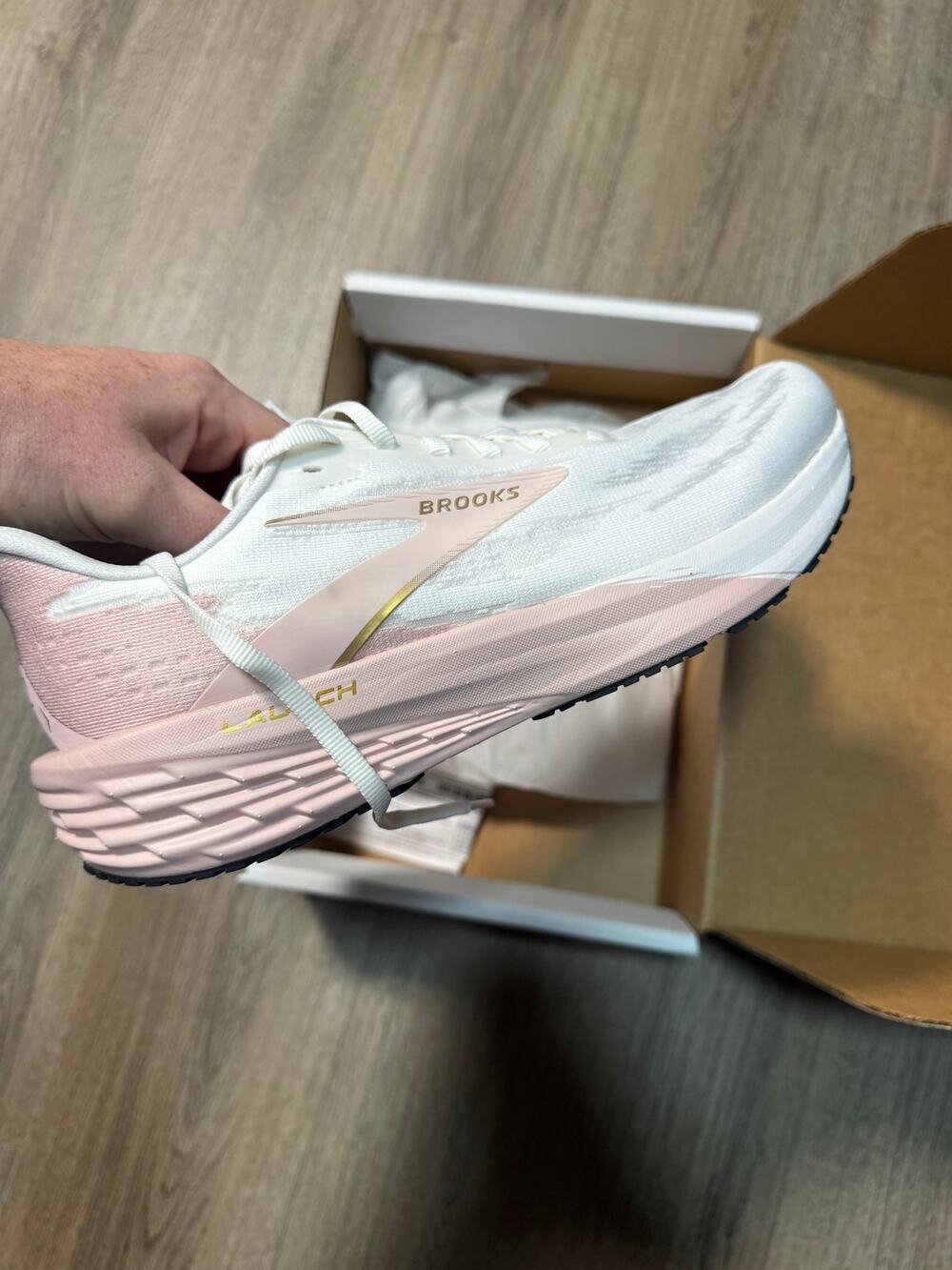 Women's Pink & White Brooks Launch 11